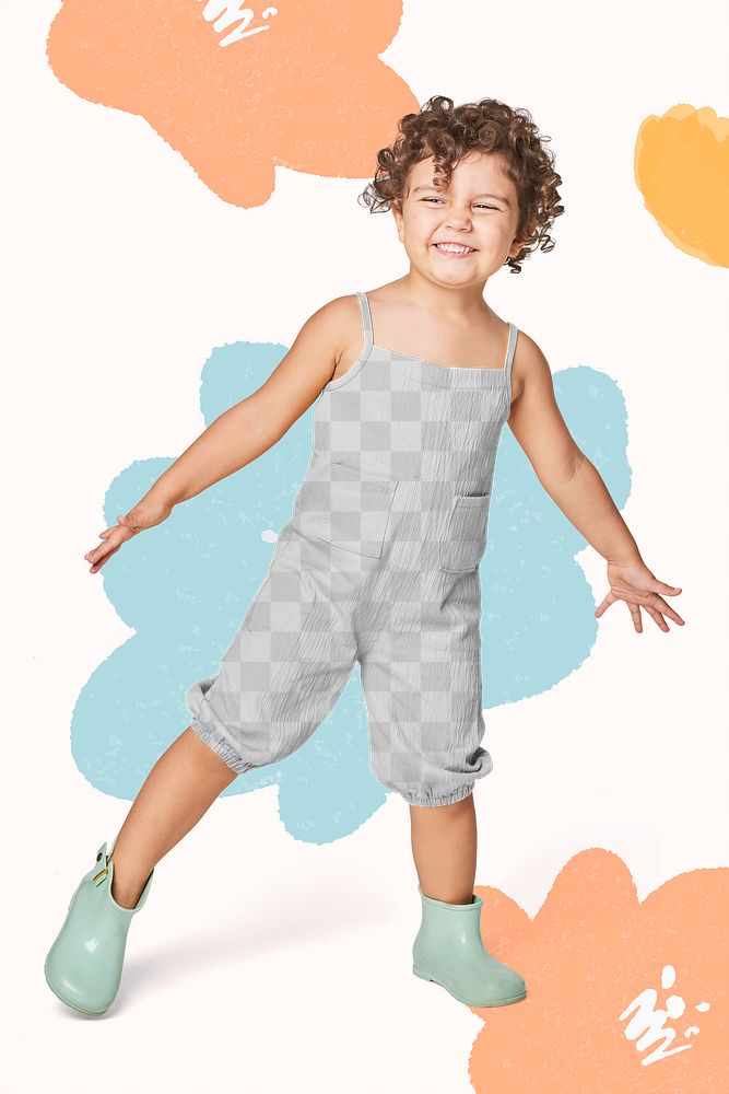 Girl's sleeveless jumpsuit mockup png