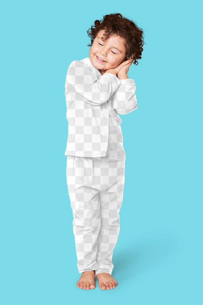 Fullbody apparel sleepwear png mockup kid fashion studio shot