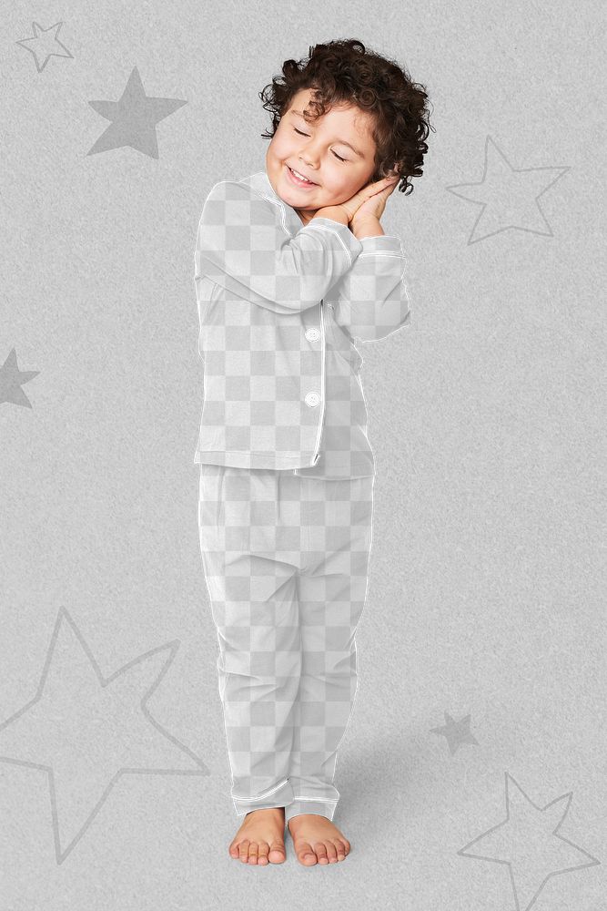 Fullbody apparel sleepwear png mockup kid fashion studio shot