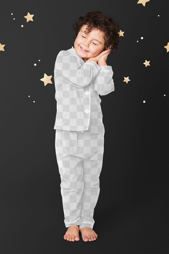 Fullbody apparel sleepwear png mockup kid fashion studio shot