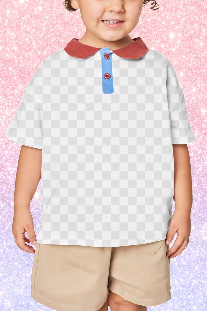 Child's casual polo shirt png mockup
