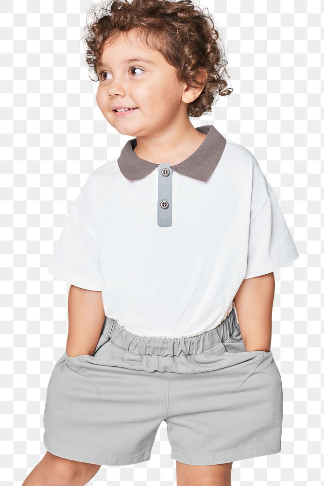Png kid's polo shirt and short pants mockup