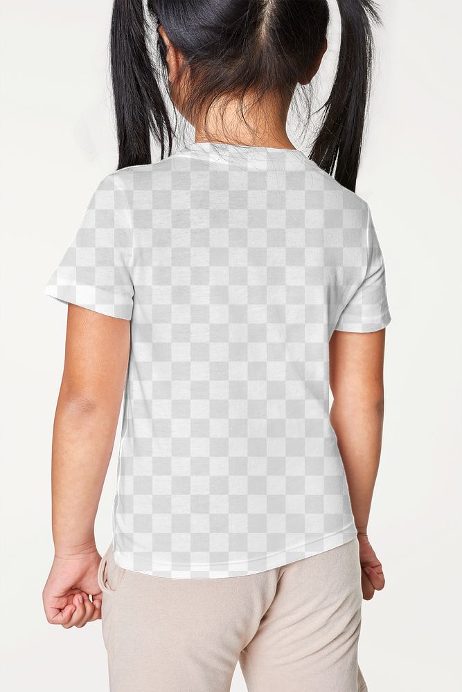 Girl's casual t shirt png mockup back view