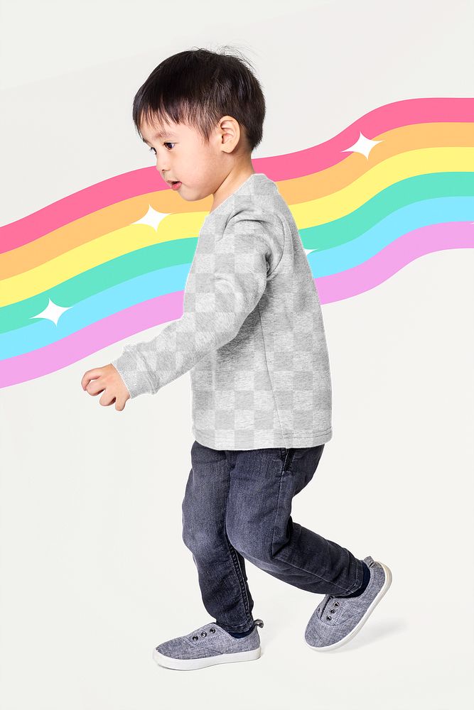 Png boy's sweater mockup with jeans
