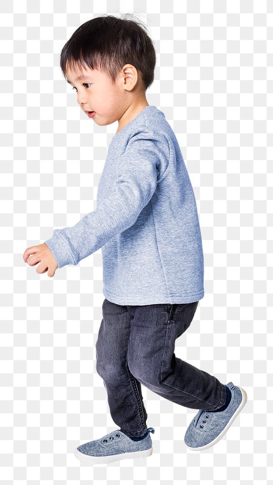 Png boy's sweater with jeans mockup fullbody