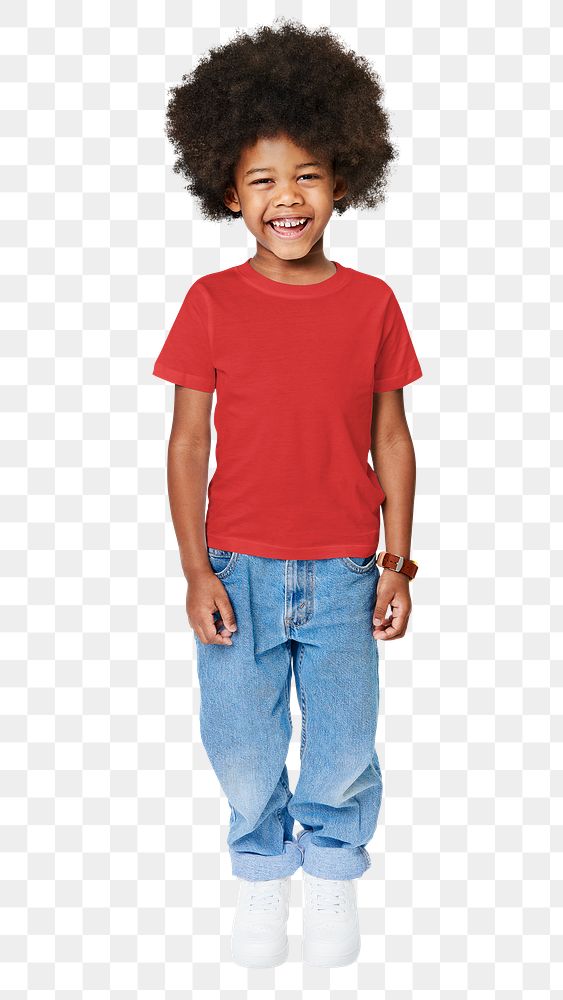 Png black boy in t-shirt and pants full body mockup