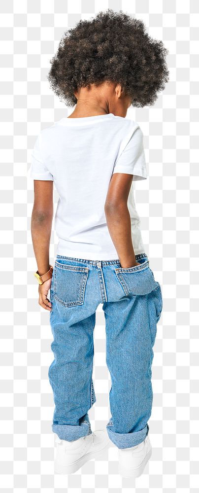 Png black boy in t-shirt and pants full body mockup