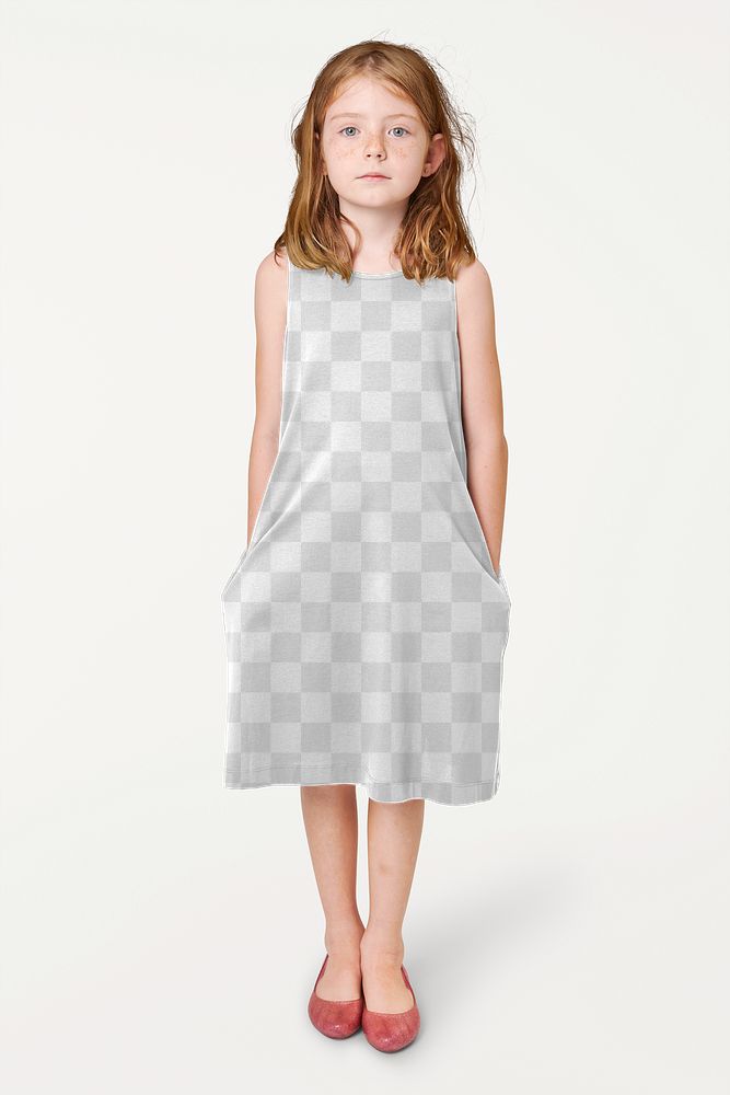 Girl wearing png dress full body mockup