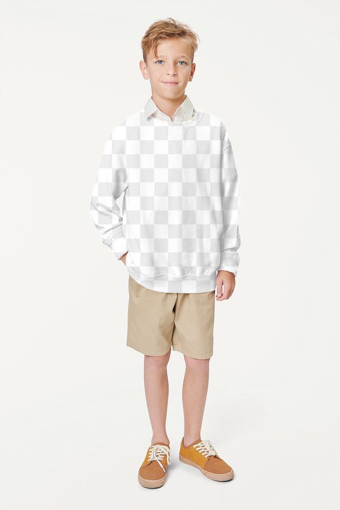 Boy's casual png sweatshirt mockup