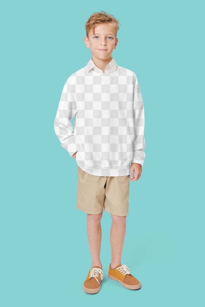 Boy's casual png sweatshirt mockup