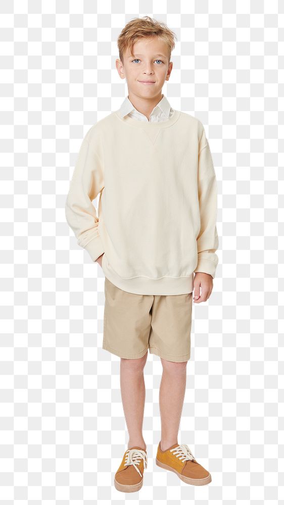 Png boy's casual white sweatshirt mockup