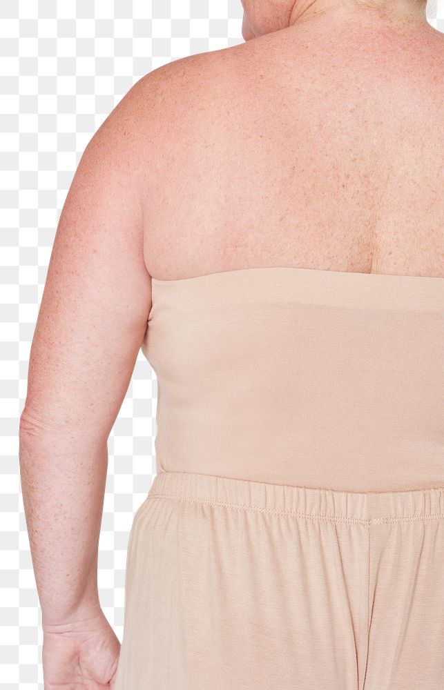 Plus size apparel png beige undergarment mockup studio shot