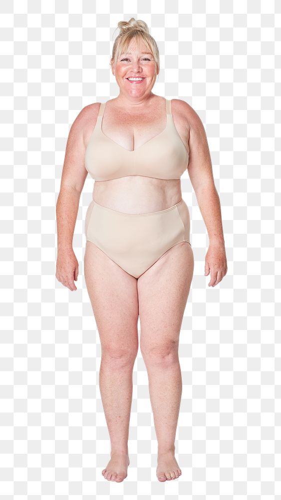 Body positivity png curvy woman beige undergarment mockup