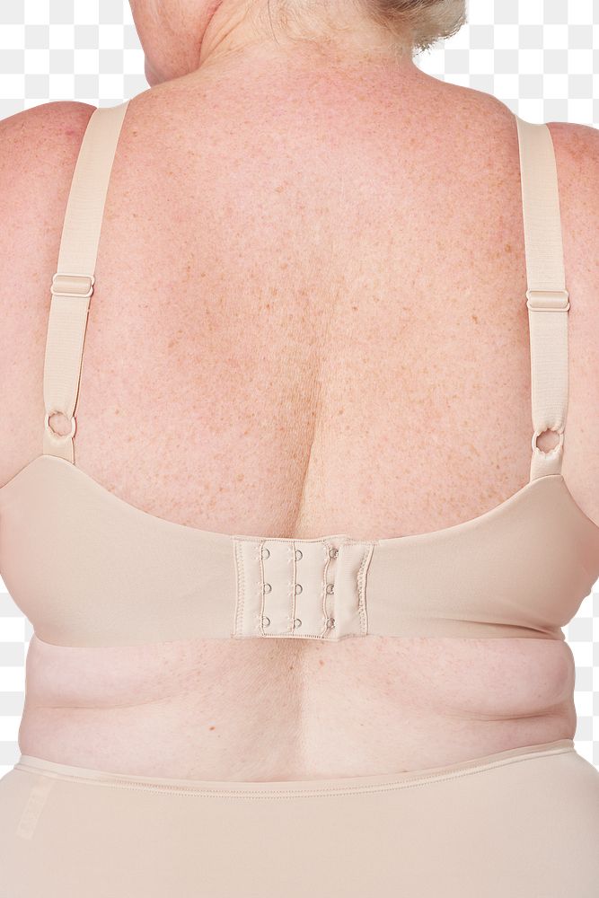Size inclusive fashion png beige lingerie back facing mockup