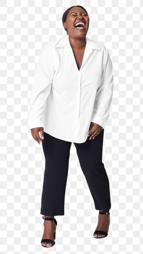 Plus size white shirt apparel mockup png women's fashion