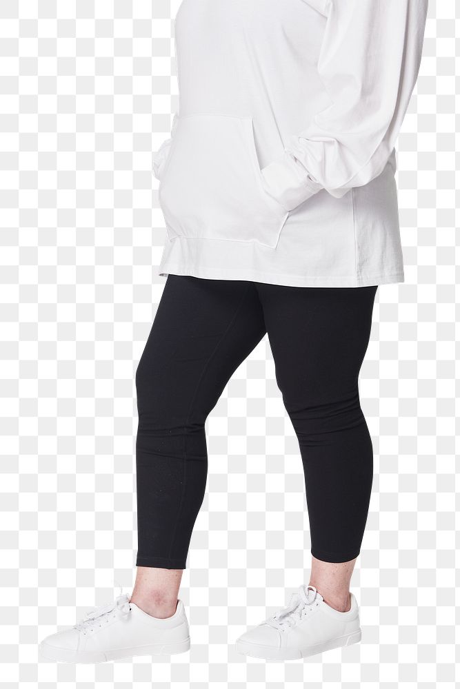 Plus size white shirt black pants apparel mockup png women's fashion