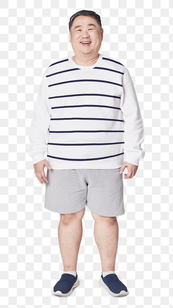 Plus size black and white stripe jumper apparel png mockup men's fashion