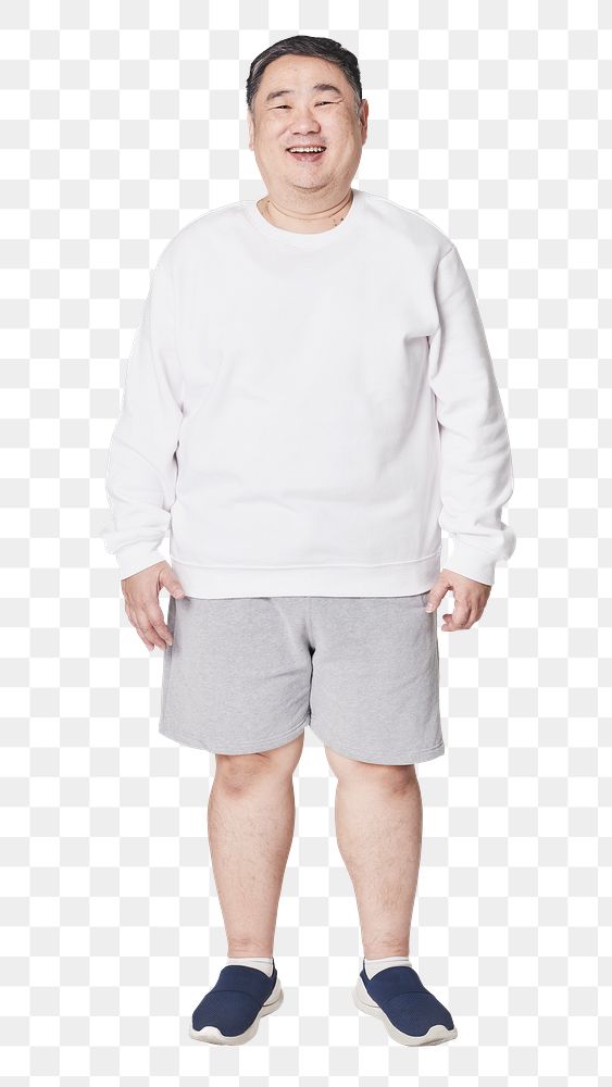 Plus size white sweater apparel png mockup men's fashion