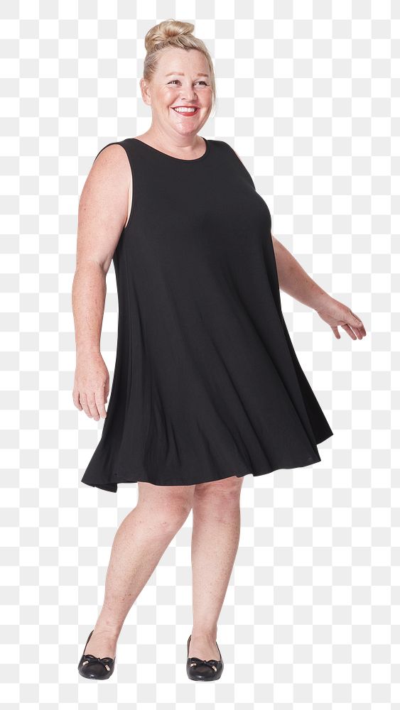 Woman's black dress png plus size fashion mockup