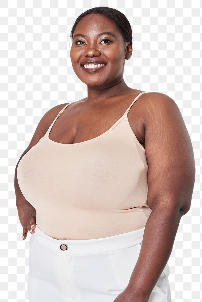 Woman's cream tank top plus size fashion png mockup