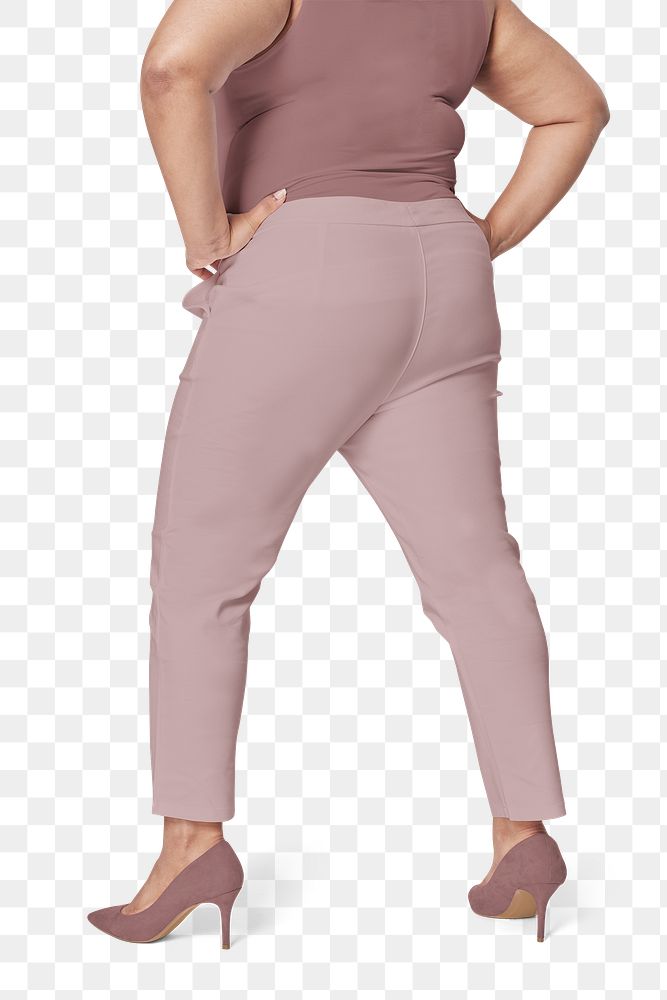 Plus size png apparel pink top and pants back facing mockup
