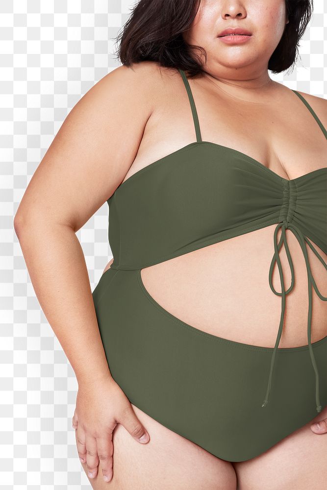 Png size inclusive fashion green swimsuit mockup