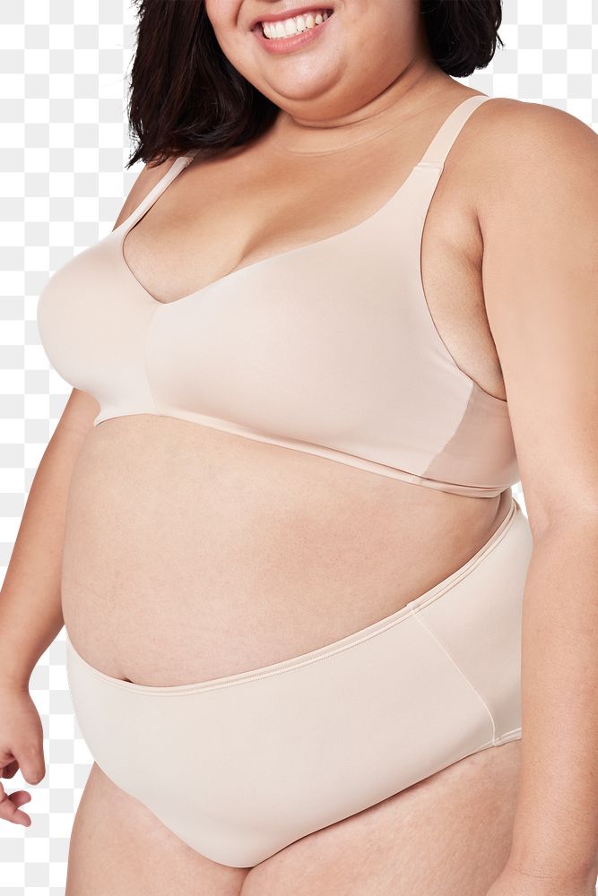 Png women's plus size fashion beige lingerie apparel mockup
