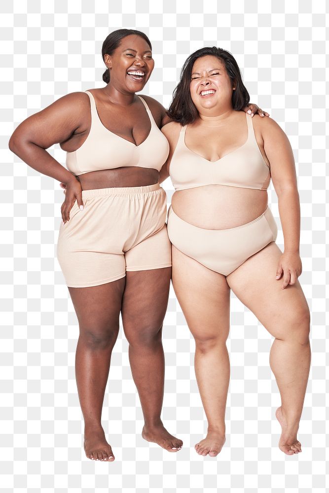 Women's plus size png fashion beige lingerie apparel mockup