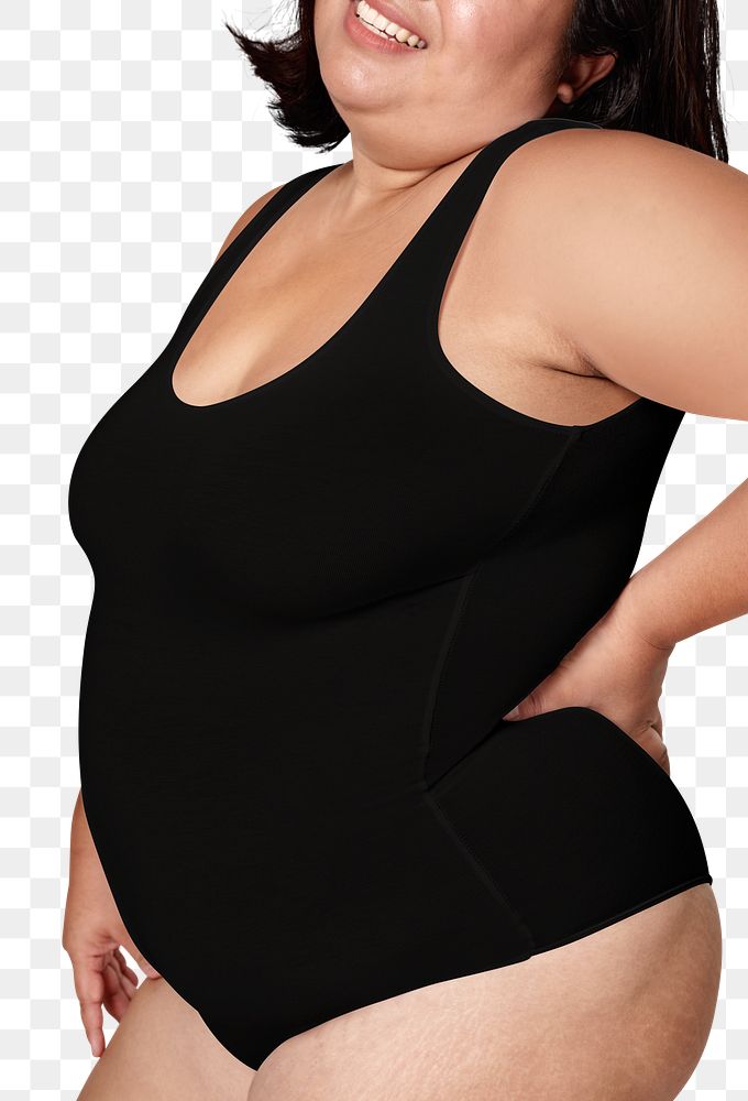 Black swimsuit png mockup plus size fashion