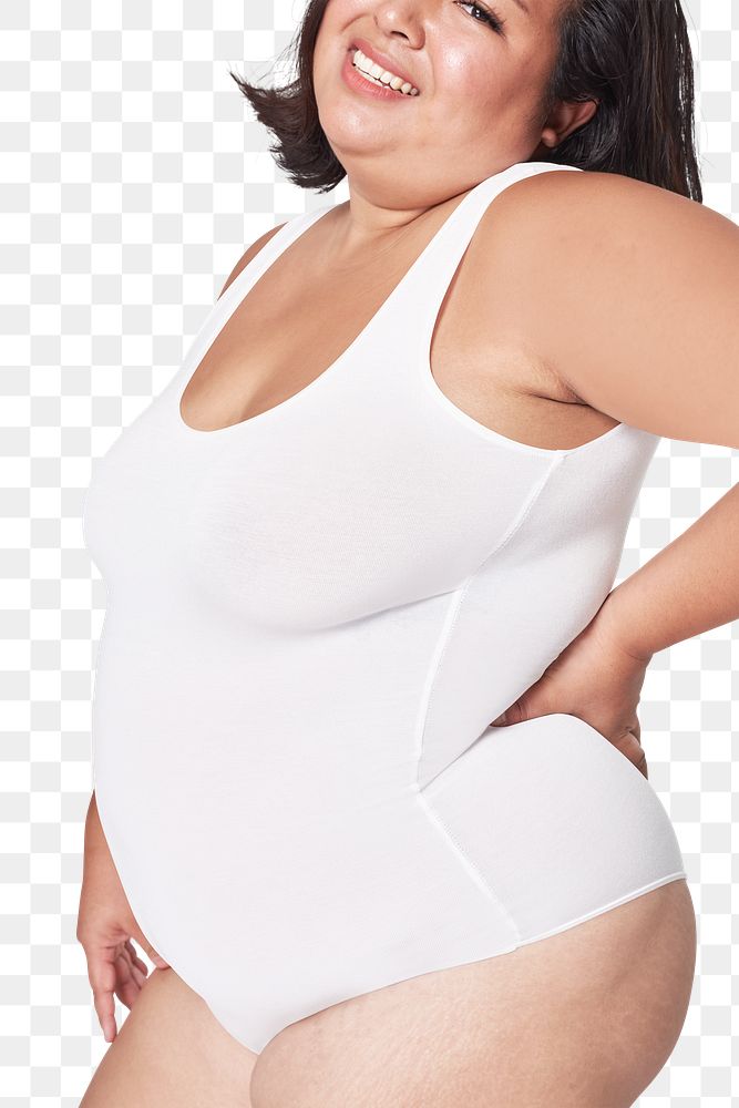 Plus size white png swimsuit apparel mockup women's fashion