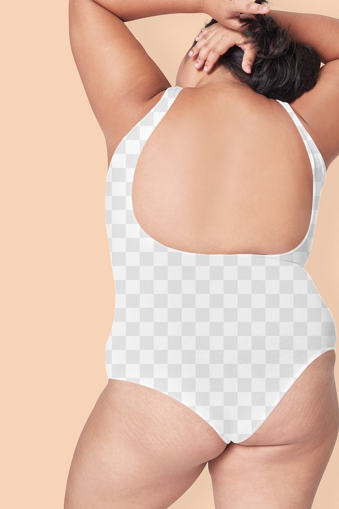 Women's swimsuit png model facing backward mockup
