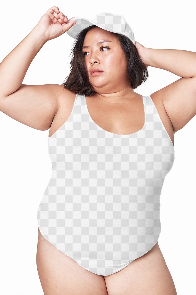 Attractive plus size model png swimsuit mockup