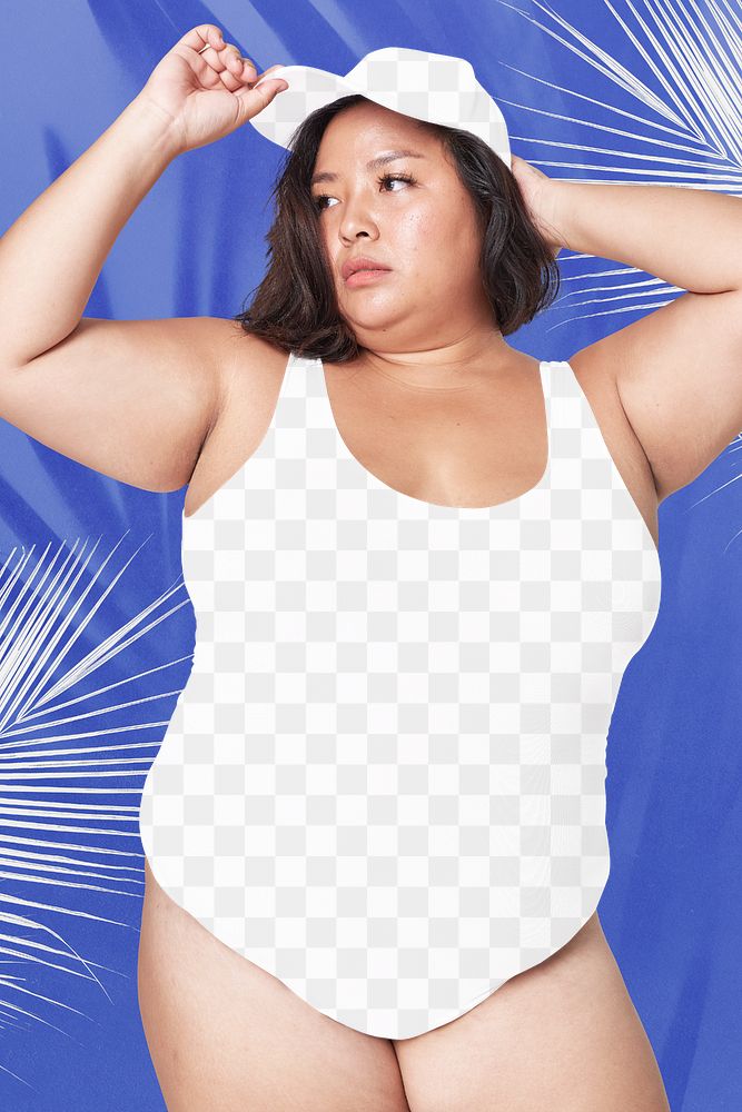 Attractive plus size model png swimsuit mockup