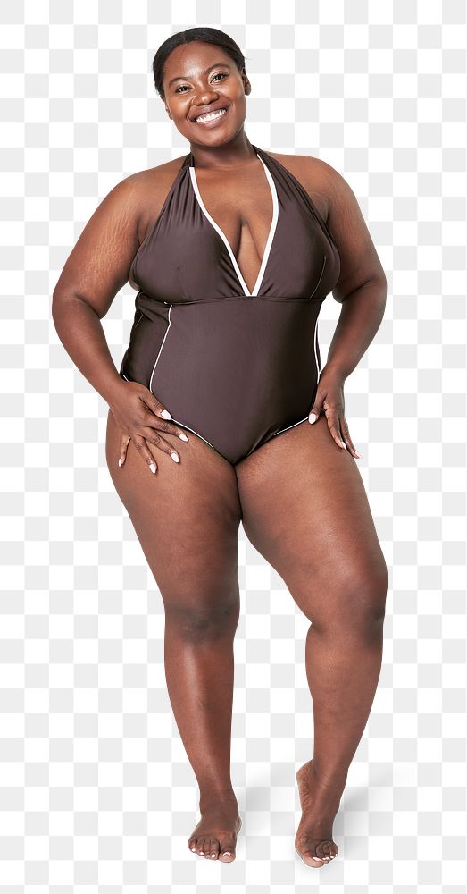Women's png brown swimsuit plus size apparel fashion mockup