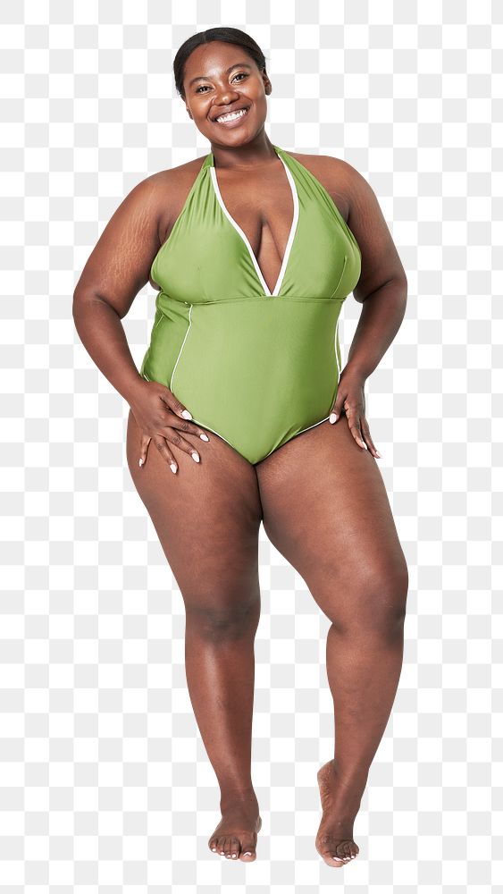Women's png green swimsuit plus size apparel fashion mockup