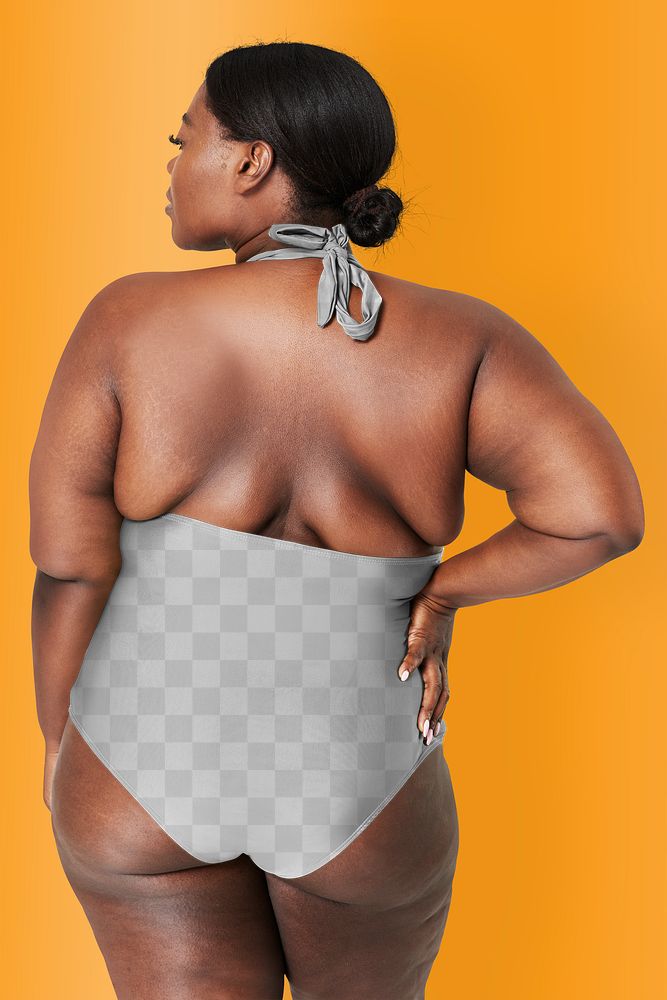 Plus size swimsuit png apparel mockup women's fashion