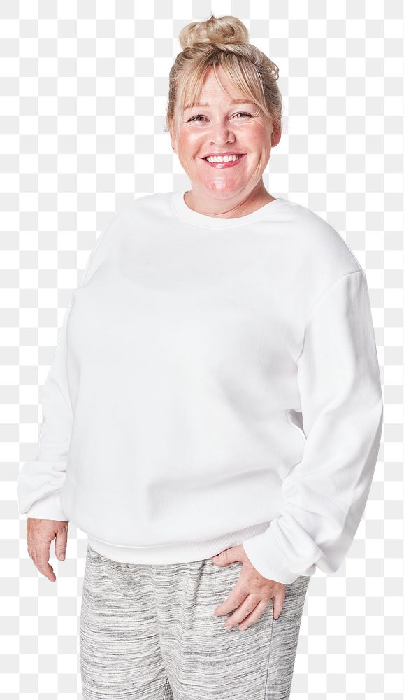 Plus size white sweatshirt apparel mockup png women's fashion