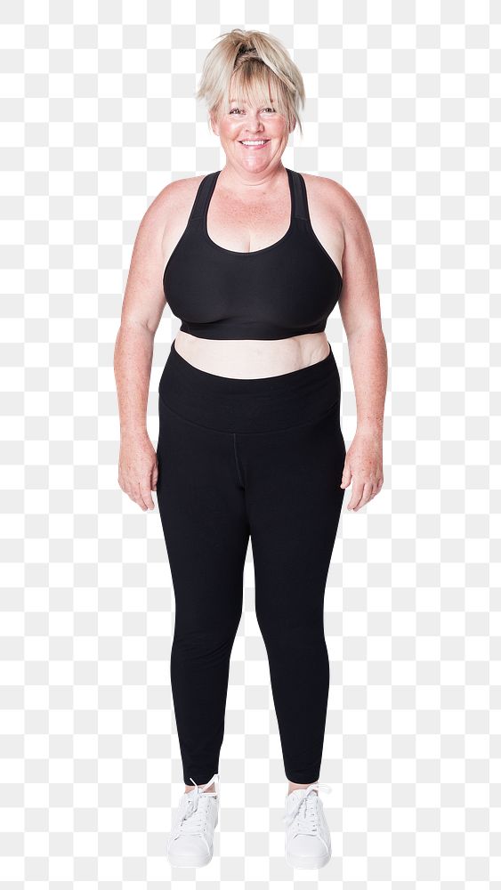 Body positivity curvy woman sportswear mockup png