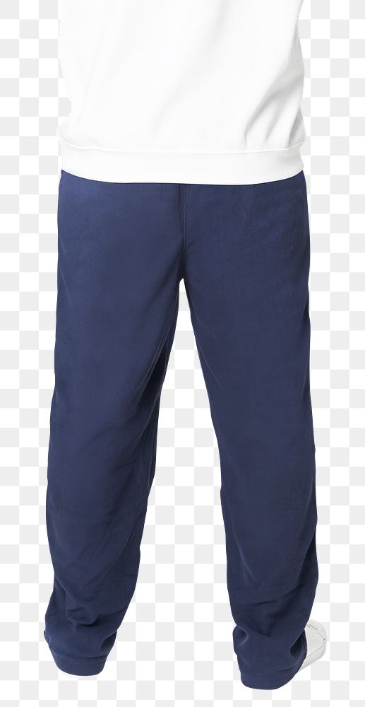 Png men's white jumper and blue sweatpants mockup fashion shoot