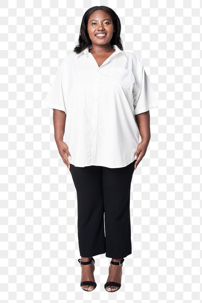 White shirt black pants mockup png plus size fashion