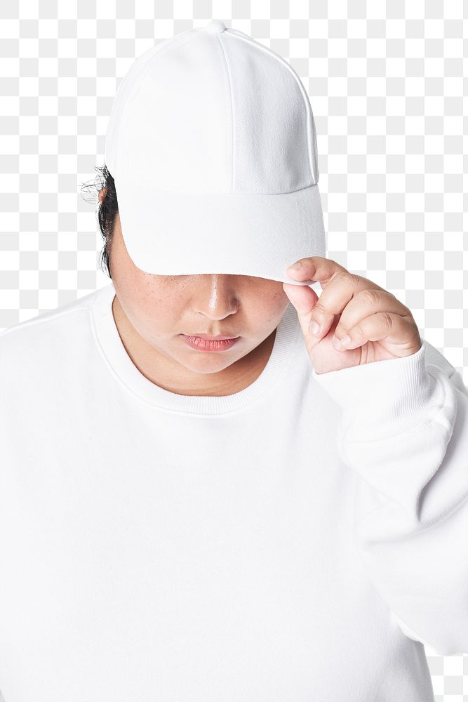Size inclusive png fashion mockup white cap apparel
