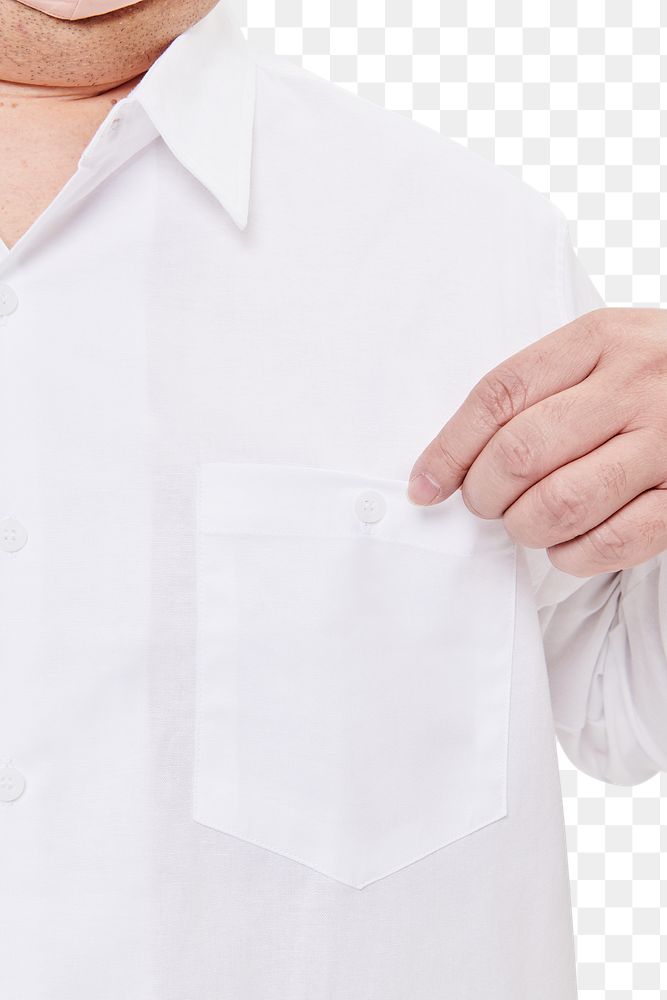 Plus size male model white shirt pocket apparel mockup png