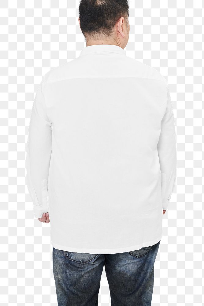 Plus size male model white shirt jeans apparel mockup png