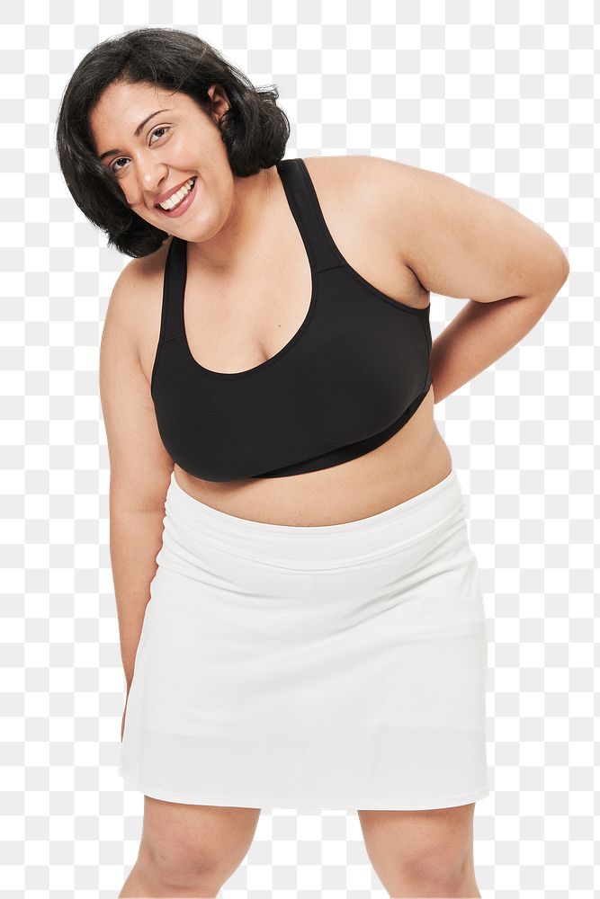Gorgeous curvy woman sportswear outfit png mockup