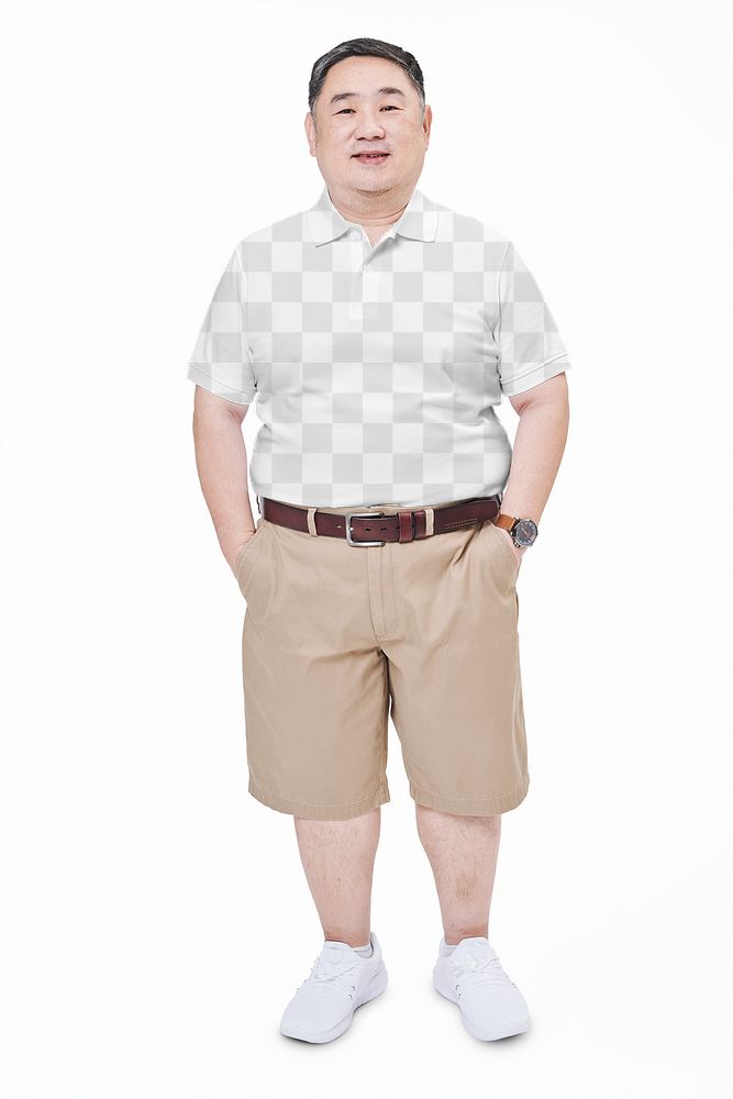 Size inclusive png polo shirt apparel mockup men's fashion