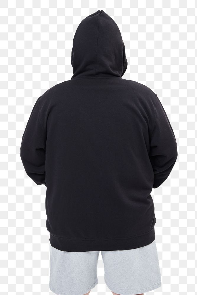 Men's black hoodie mockup png fashion shoot in studio