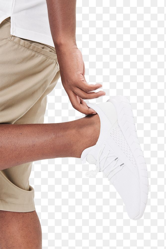 Png men's white running shoes footwear fashion mockup
