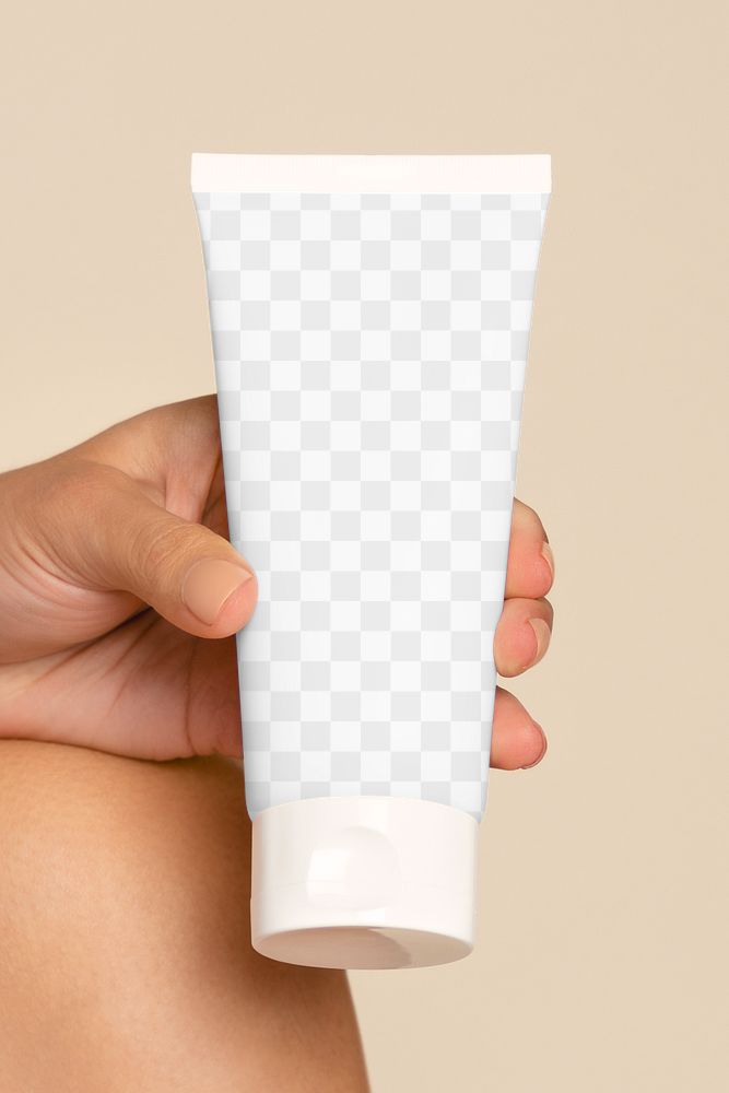 Body lotion tube png mockup, transparent design beauty packaging