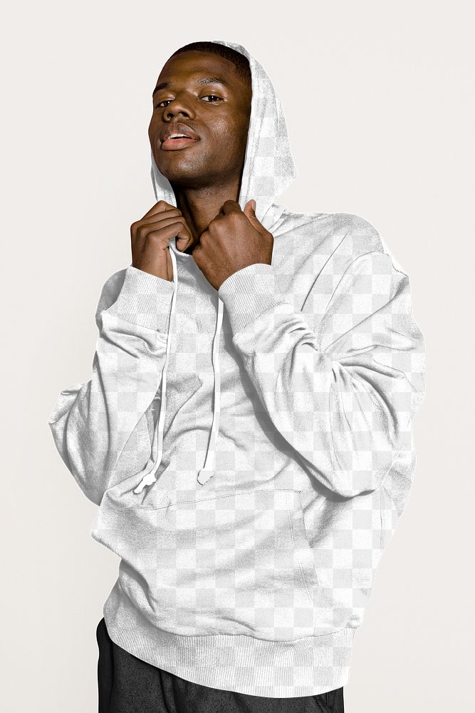 Hoodie png mockup, men's streetwear & apparel, transparent design 