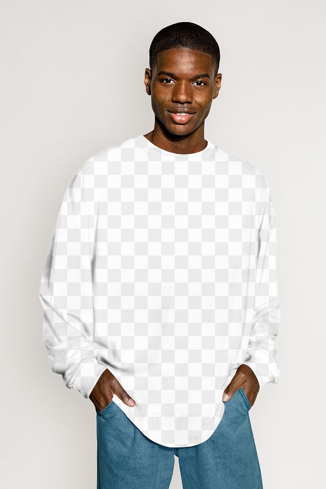 Crewneck sweater png mockup, men's fashion & apparel, transparent design